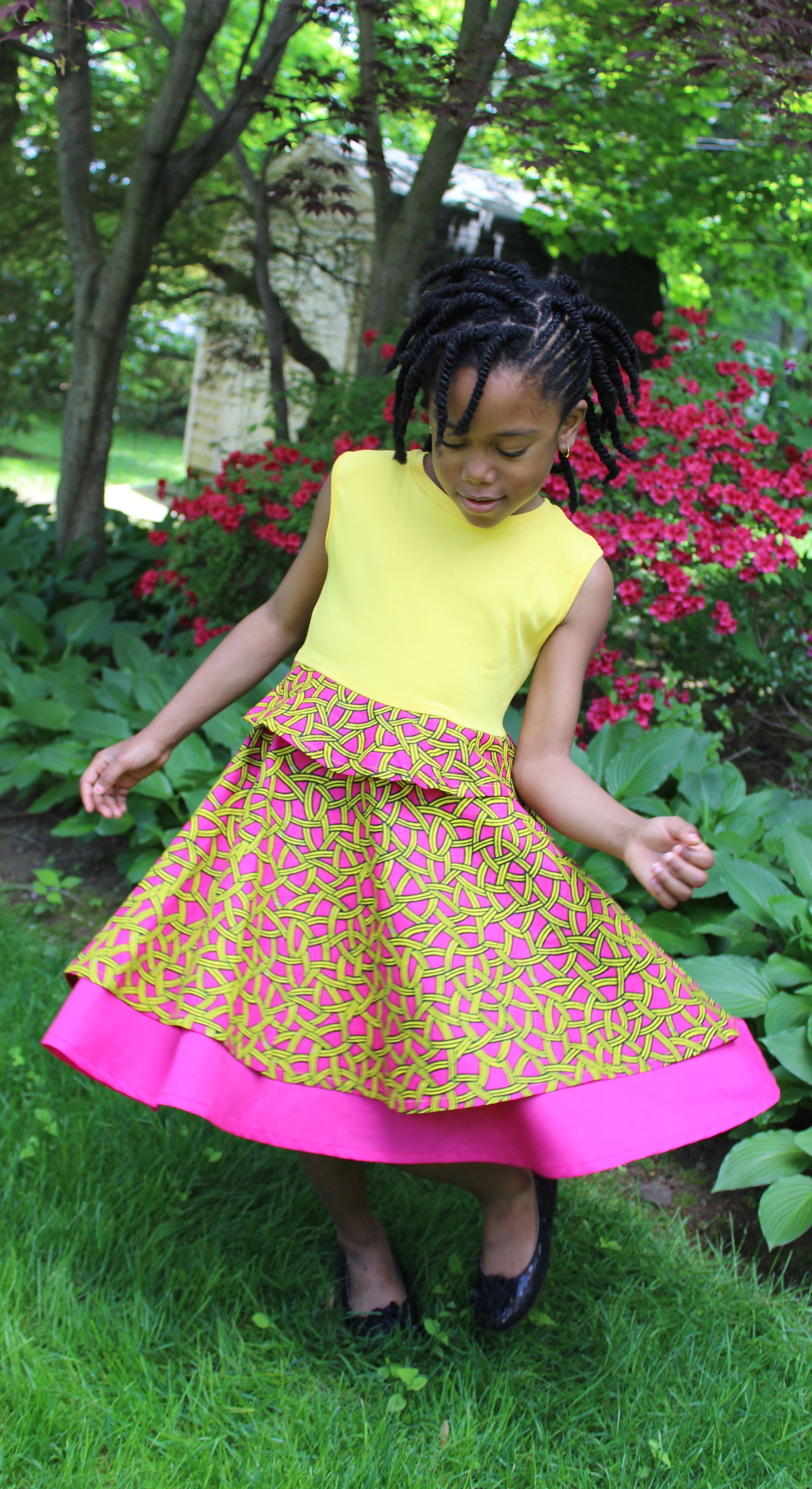 Pink African Print Girl Dress