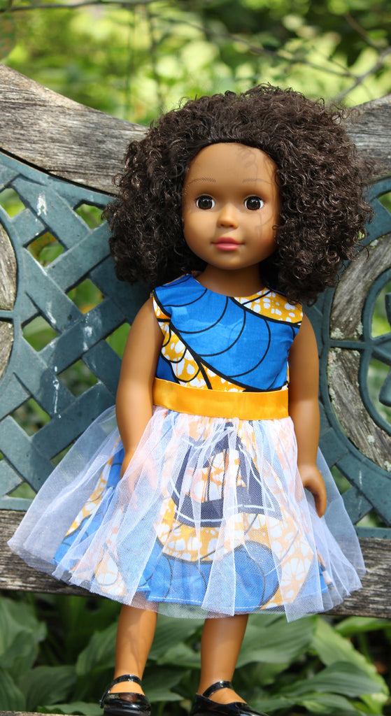 african american baby doll in ankara outfit