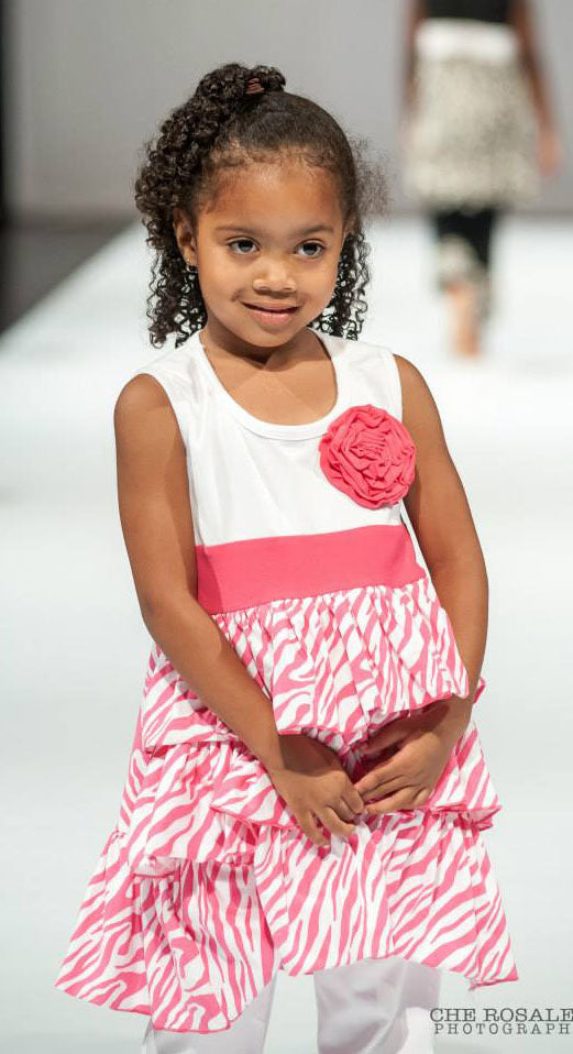Pink Zebra print girls dress IkuziDolls