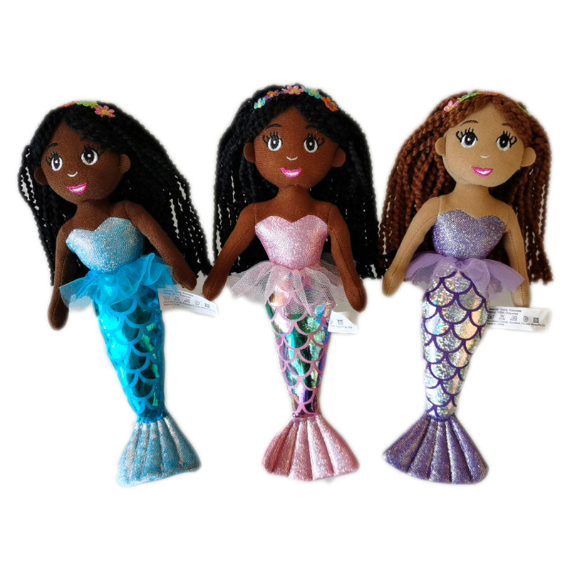 3 black mermaid dolls